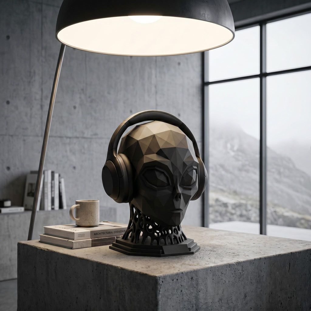 Alien Headphone Stand – Low Poly Sci-Fi 3D Printed Desk Accessory
