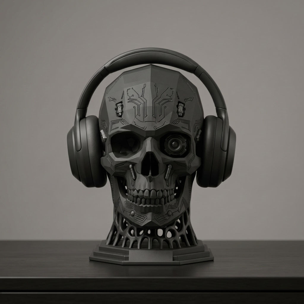 Mechanical Skull Headset Holder – Sci-Fi 3D Printed Gaming Desk Decor