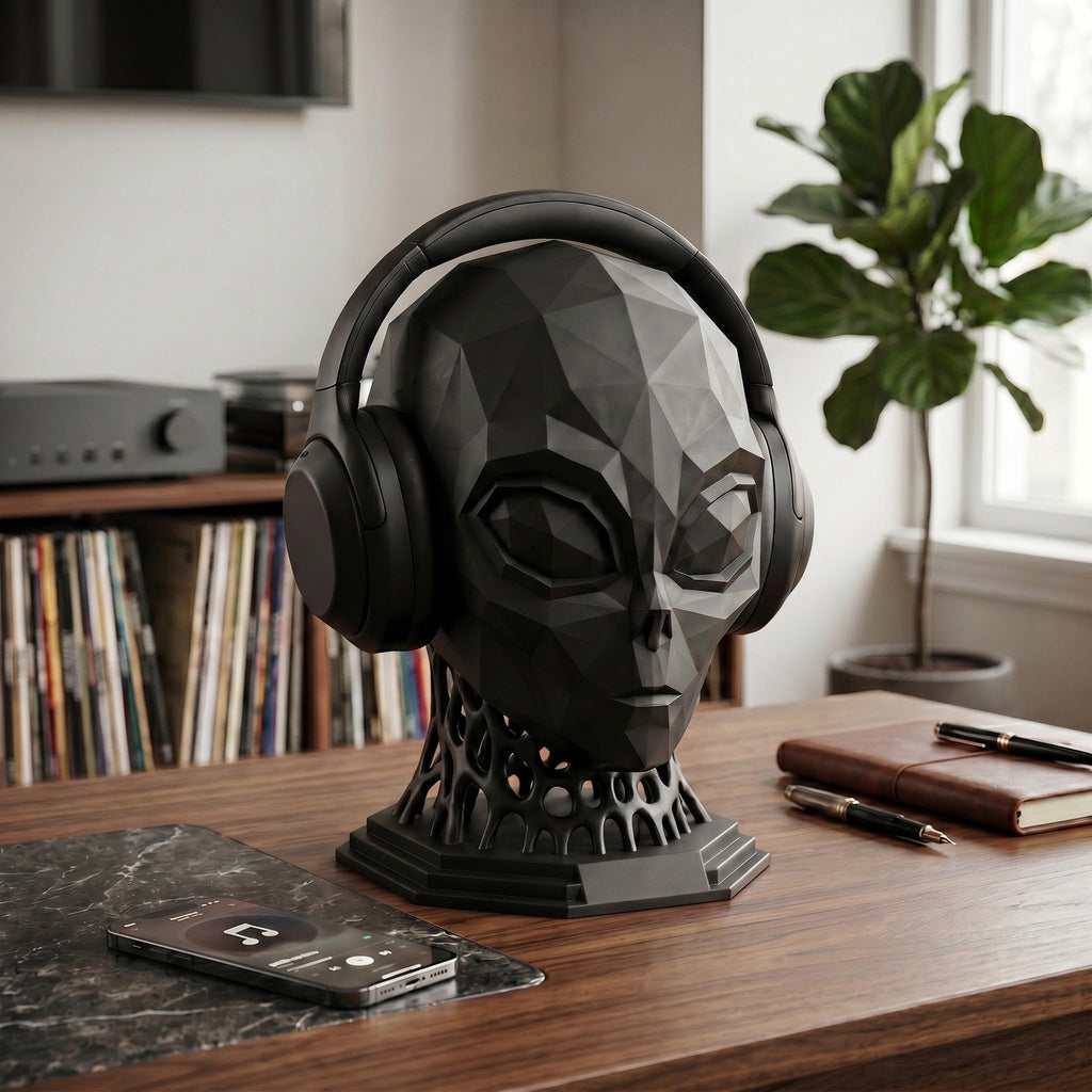 Alien Headphone Stand – Low Poly Sci-Fi 3D Printed Desk Accessory