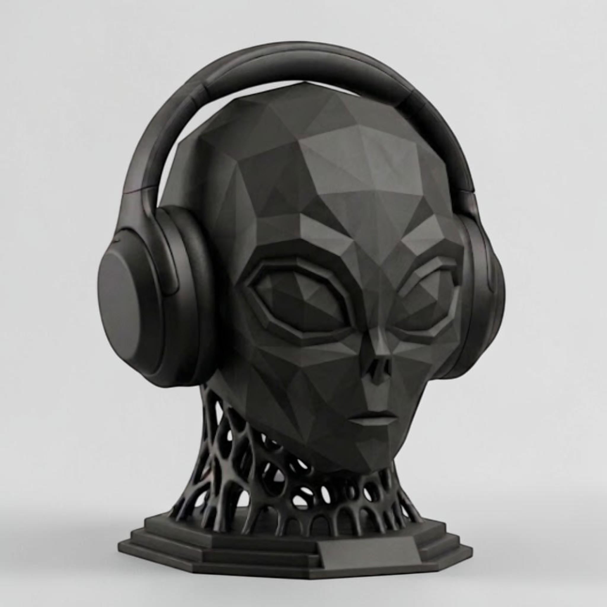 Alien Headphone Stand – Low Poly Sci-Fi 3D Printed Desk Accessory