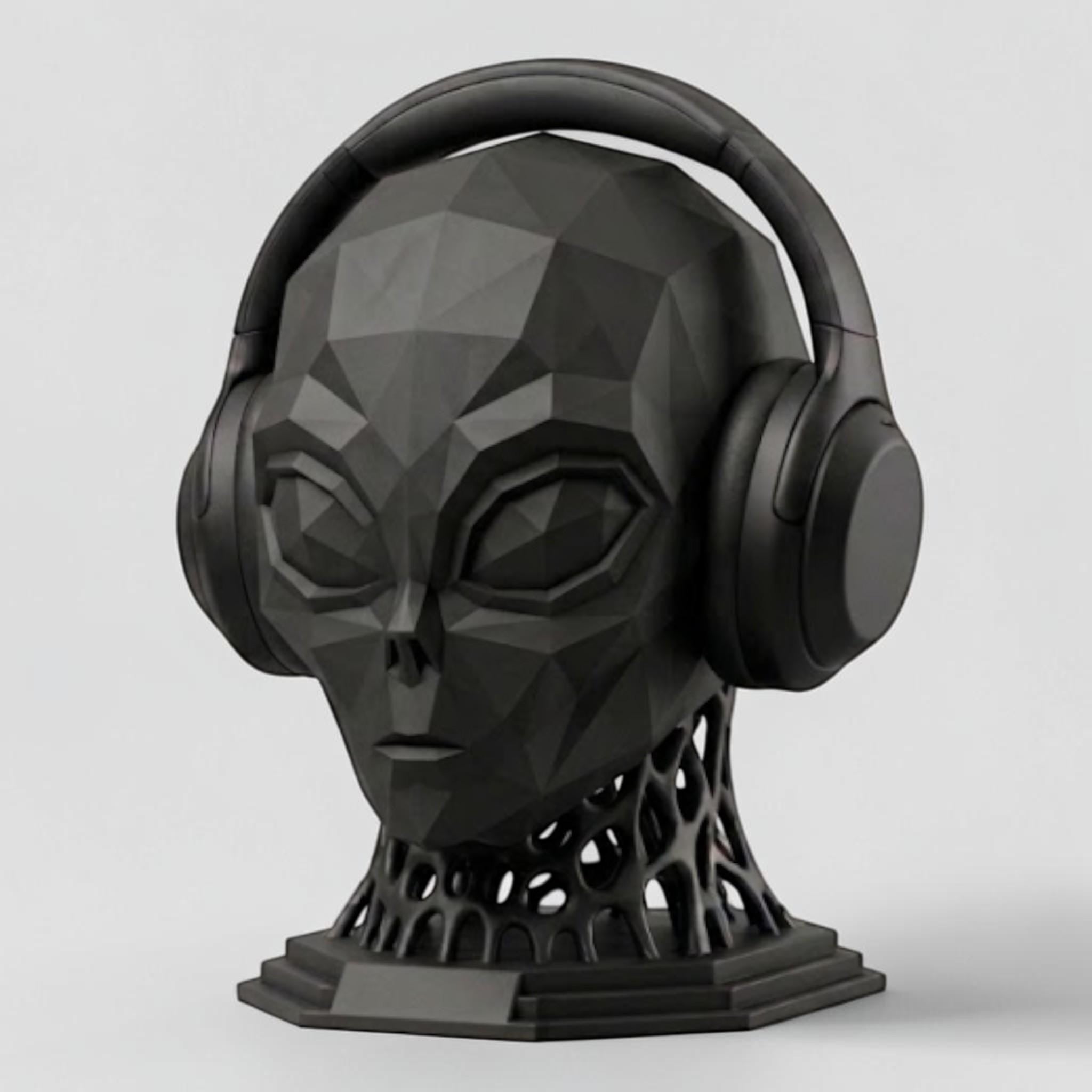 Alien Headphone Stand – Low Poly Sci-Fi 3D Printed Desk Accessory