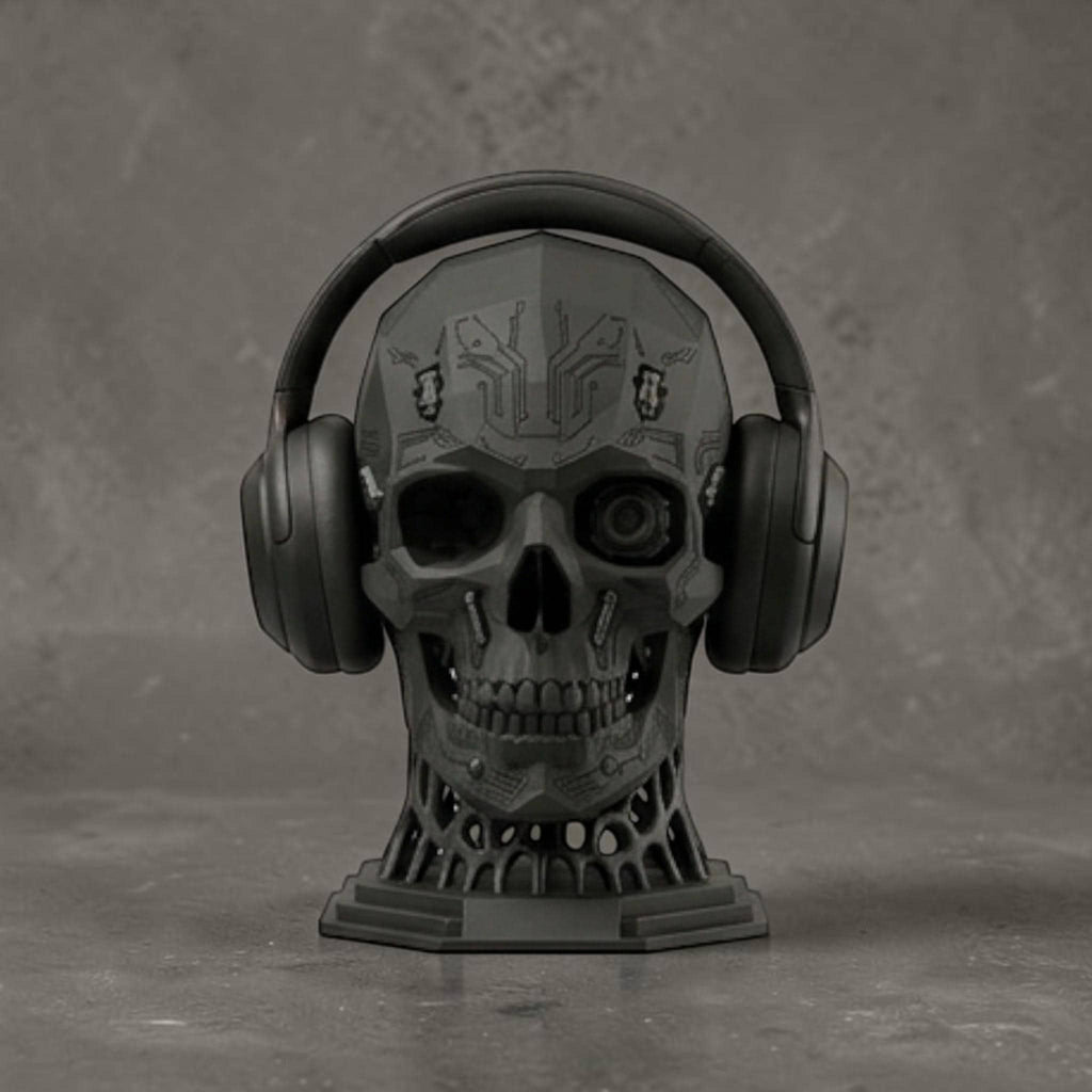 Mechanical Skull Headset Holder – Sci-Fi 3D Printed Gaming Desk Decor
