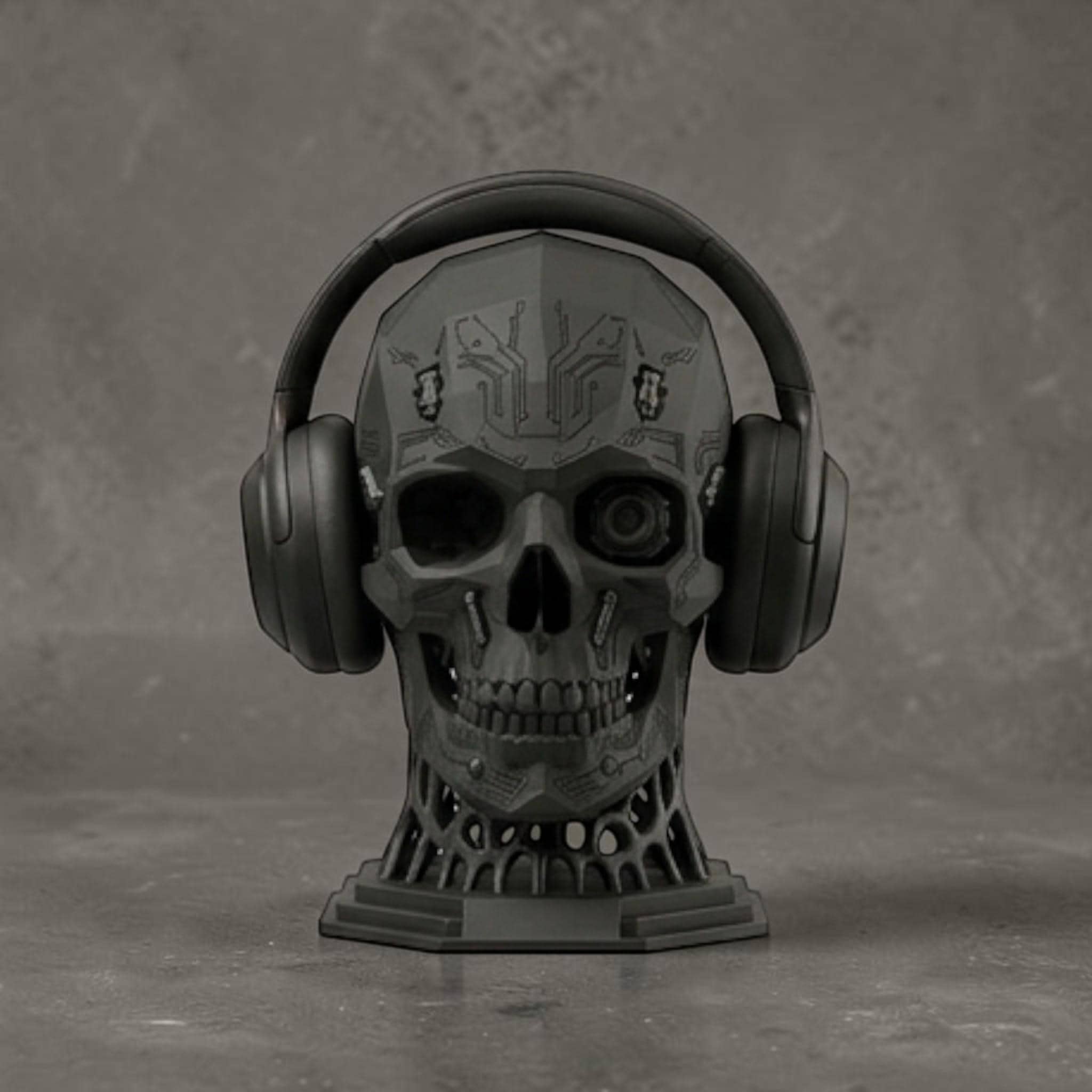Mechanical Skull Headset Holder – Sci-Fi 3D Printed Gaming Desk Decor