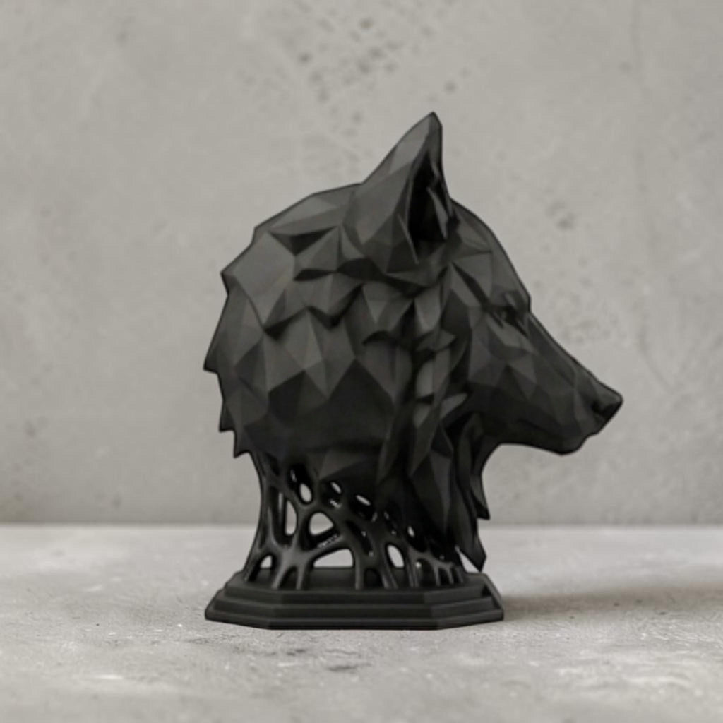 Geometric Wolf Headphone Stand – 3D Printed Gaming Desk Organizer