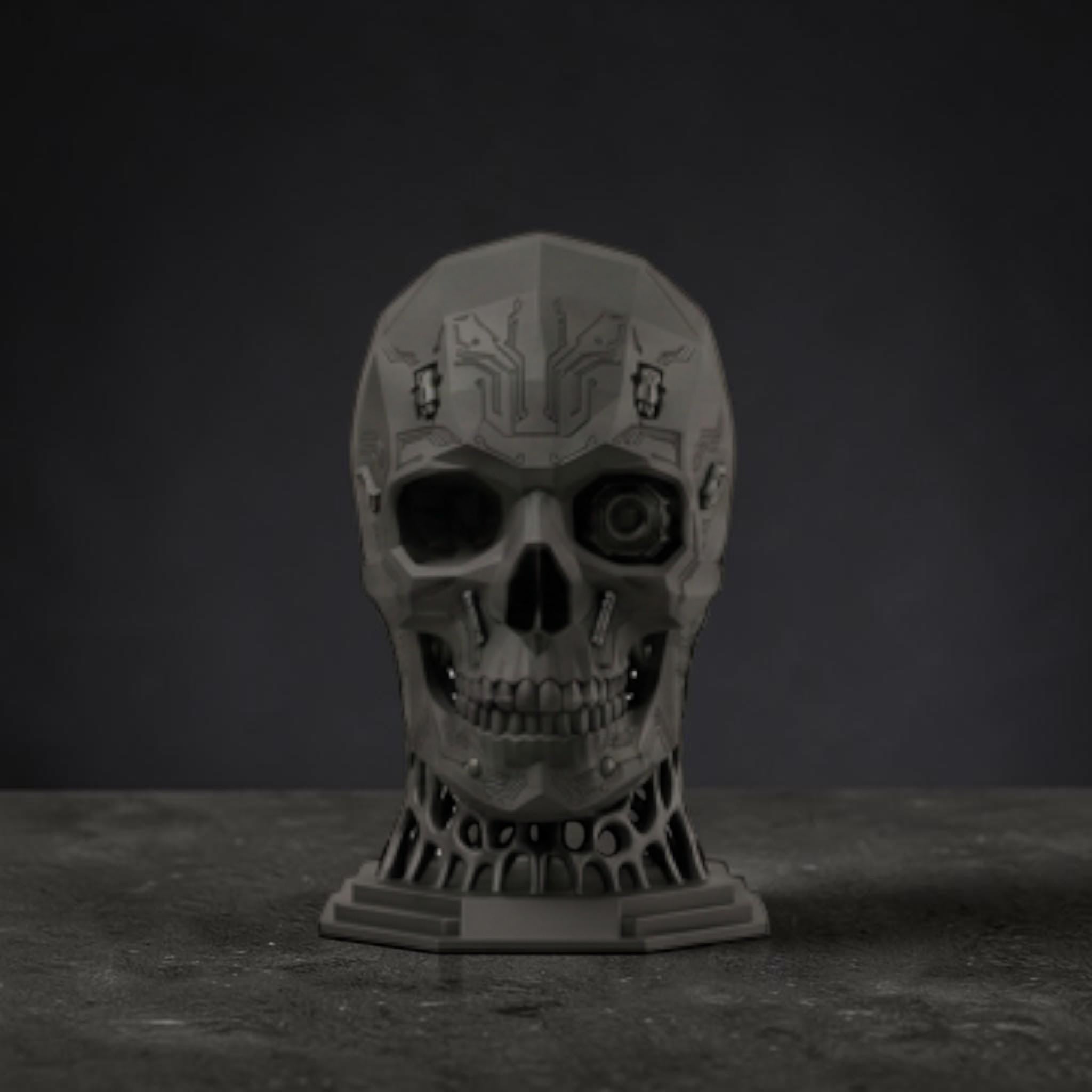 Mechanical Skull Headset Holder – Sci-Fi 3D Printed Gaming Desk Decor