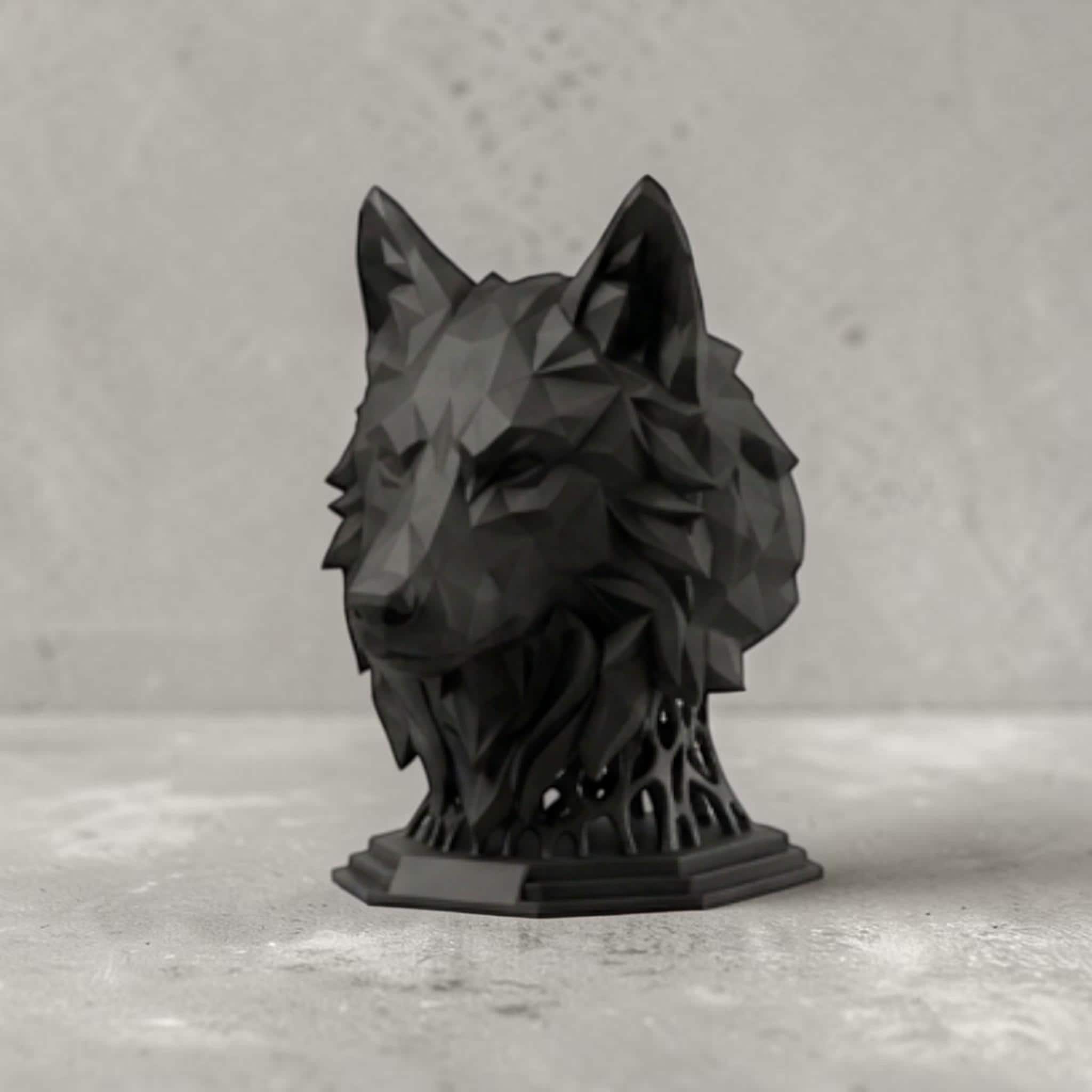 Geometric Wolf Headphone Stand – 3D Printed Gaming Desk Organizer