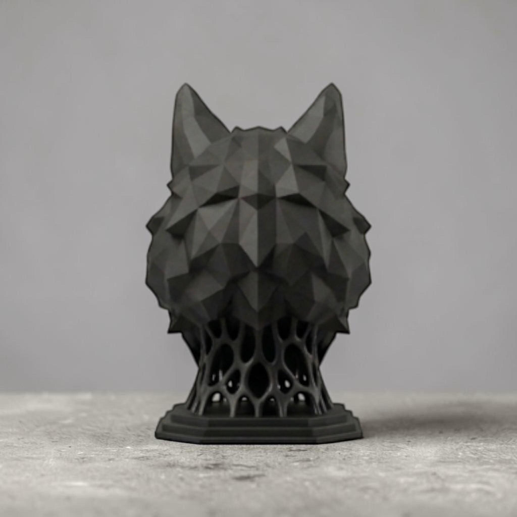 Geometric Wolf Headphone Stand – 3D Printed Gaming Desk Organizer