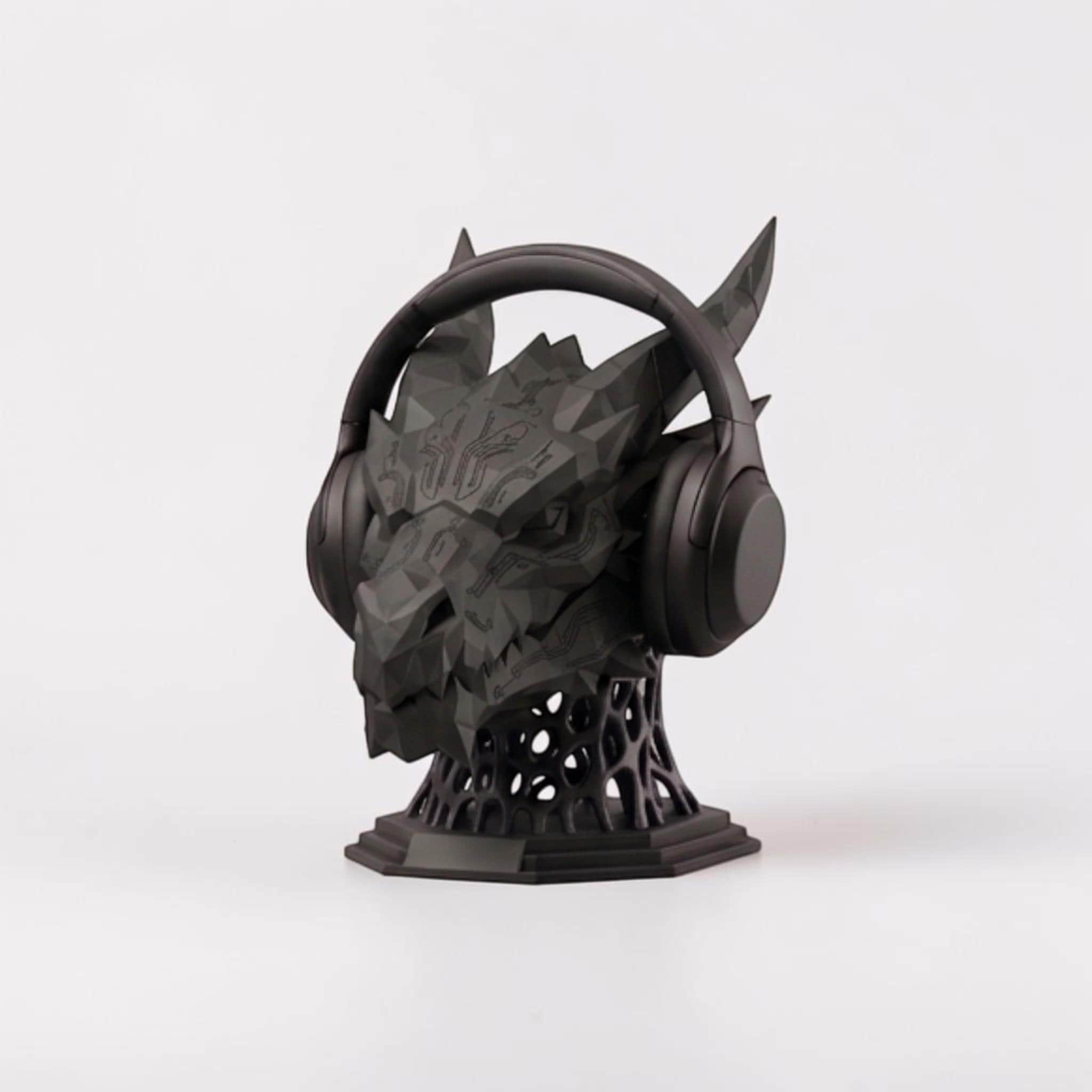 Mech Dragon Headset Stand – 3D Printed Sci-Fi Gaming Desk Decor – 3D printed headphone stand detail 10