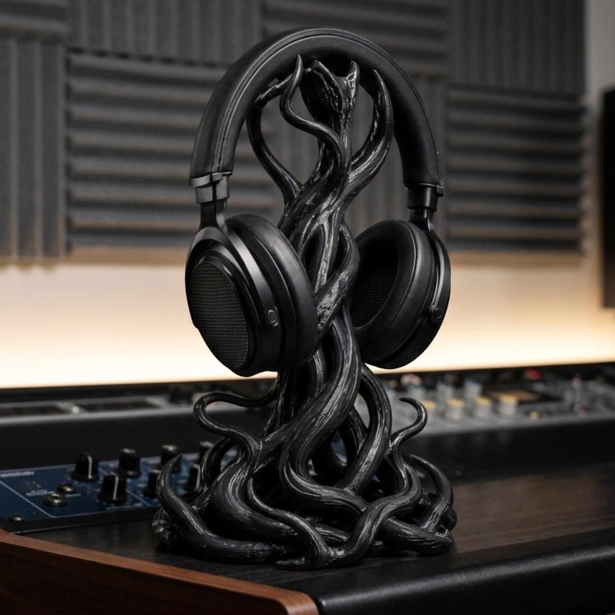 Gothic Tentacle Headphone Stand – Artistic 3D Printed Desk Organizer – 3D printed headphone stand detail 3