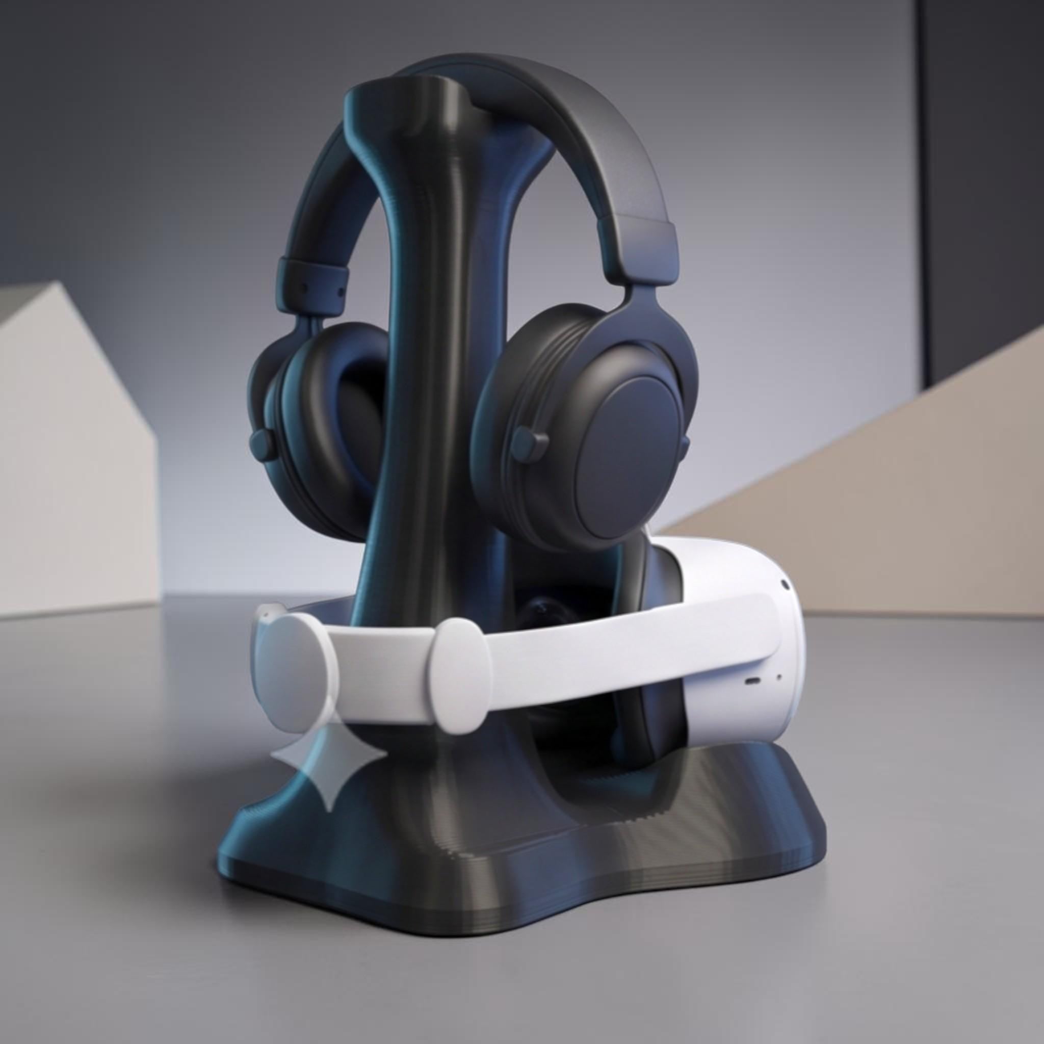 VR & Headphone Dual Stand – 3D Printed Gaming Gear Organizer – 3D printed headphone stand detail 6