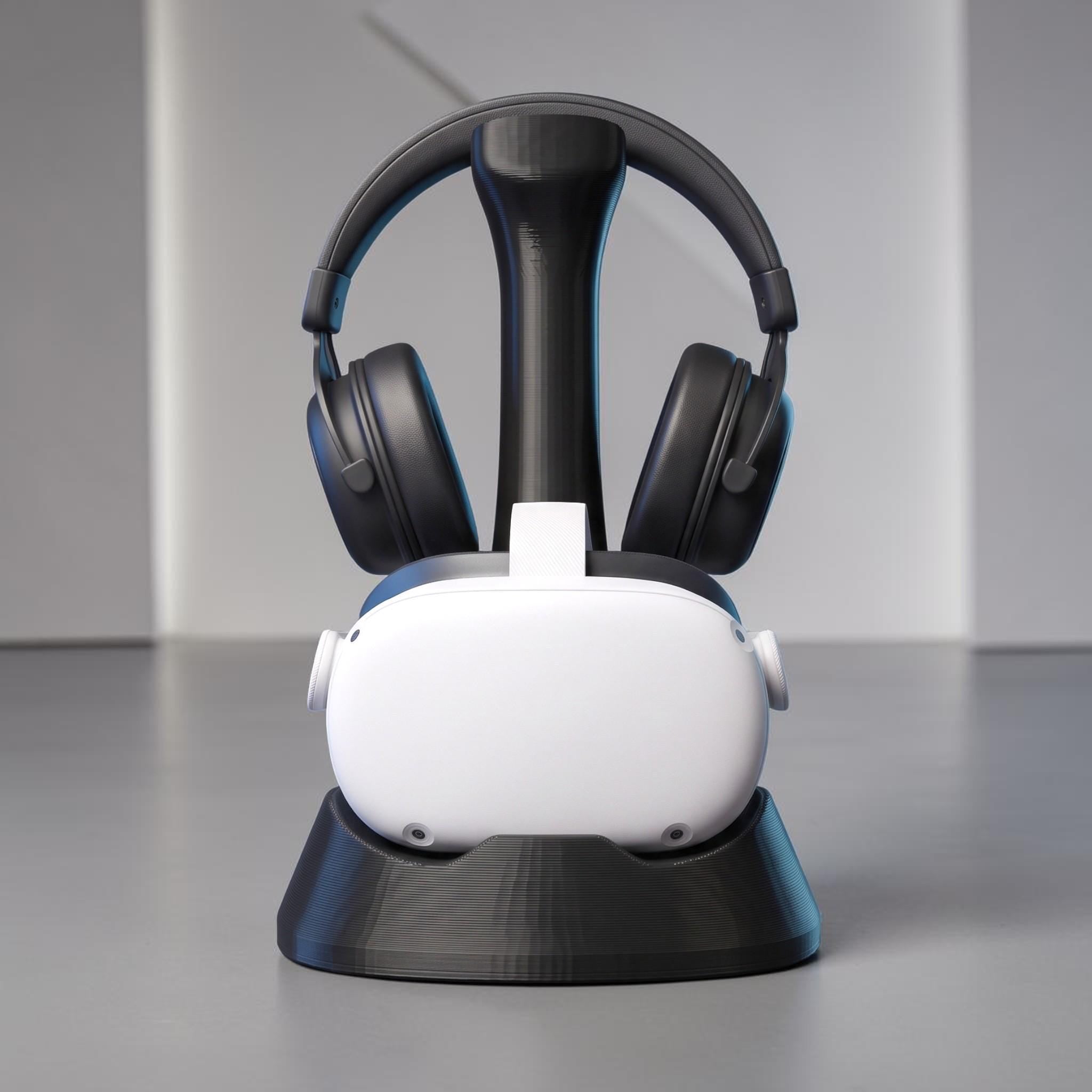 VR & Headphone Dual Stand – 3D Printed Gaming Gear Organizer – 3D printed headphone stand detail 8