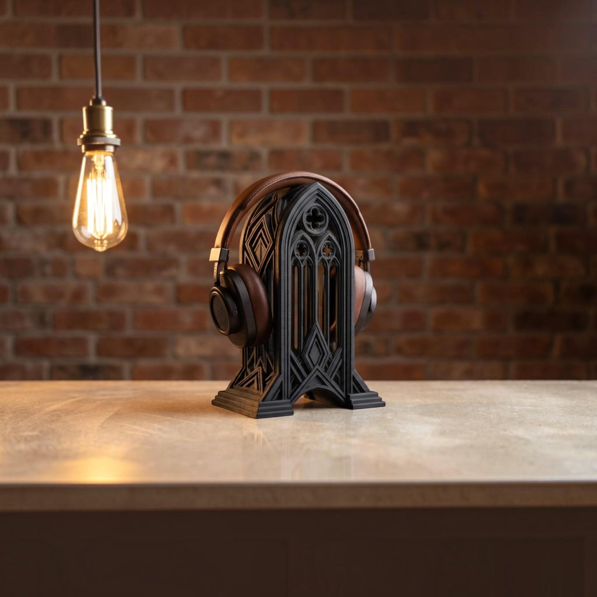 Gothic Cathedral Headphone Stand – 3D Printed Gaming Desk Decor – 3D printed headphone stand detail 4
