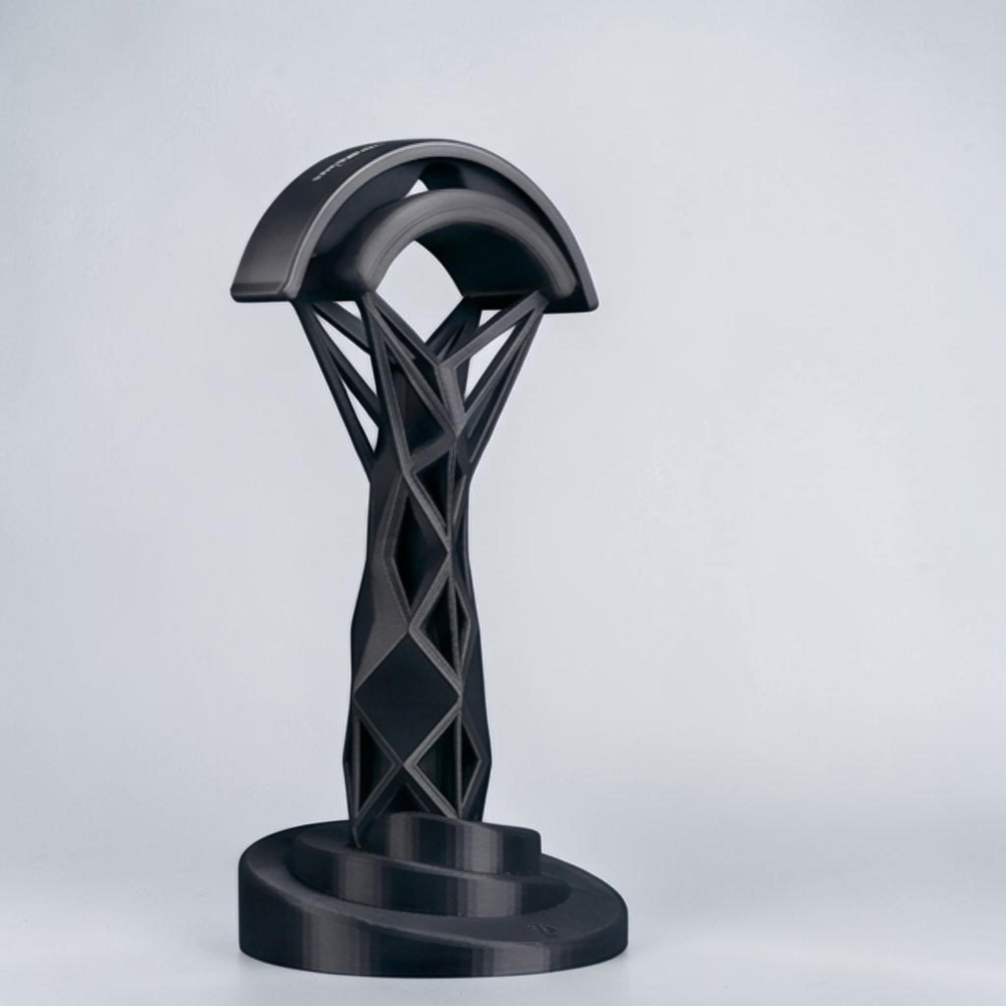 Geometric Headphone Stand – 3D Printed Black Gaming Desk Organizer – 3D printed headphone stand detail 9