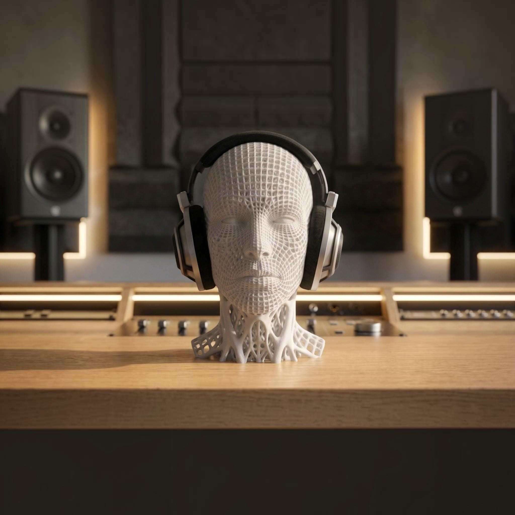 Voronoi Headphone Stand – 3D Printed Geometric Desk Decor – 3D printed headphone stand detail 1