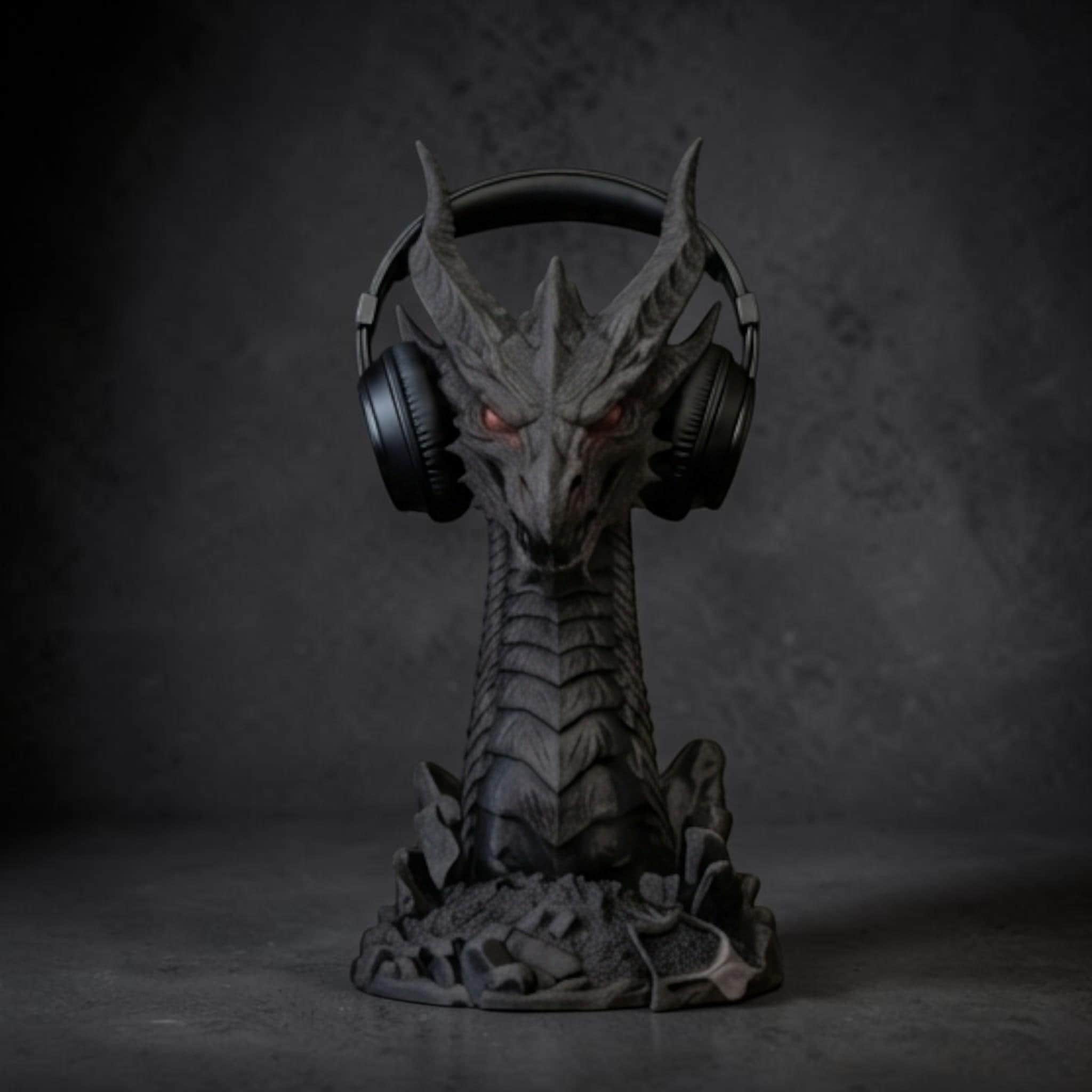 Dragon Headset Holder – Gothic 3D Printed Gaming Desk Stand – 3D printed headphone stand detail 6