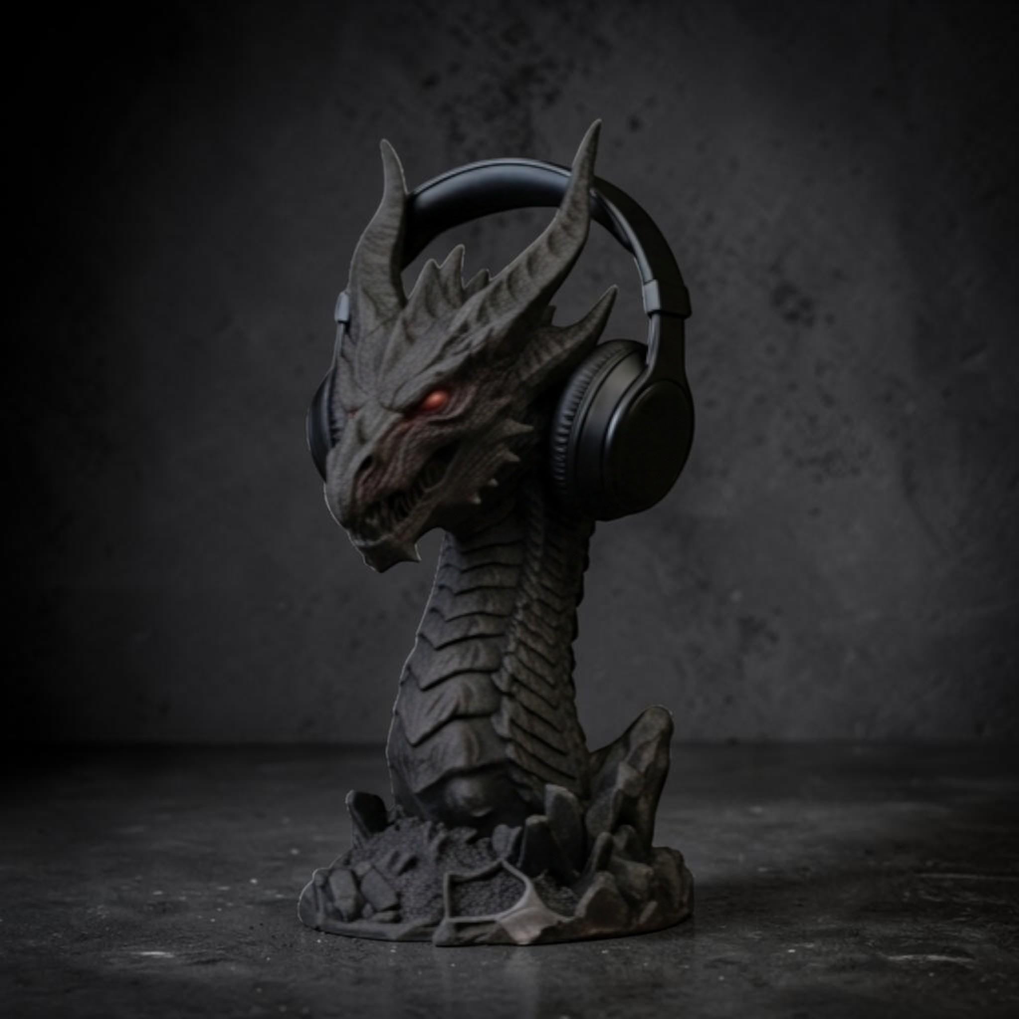 Dragon Headset Holder – Gothic 3D Printed Gaming Desk Stand – 3D printed headphone stand detail 8