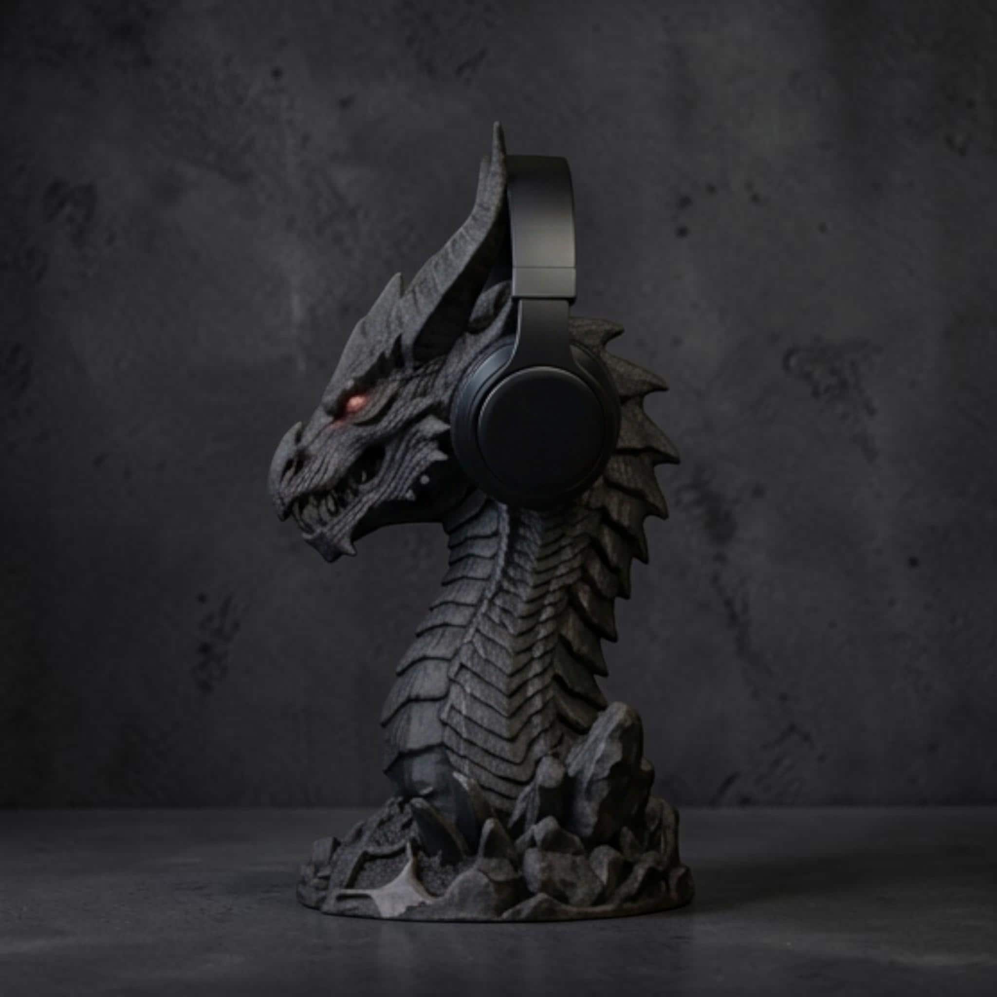 Dragon Headset Holder – Gothic 3D Printed Gaming Desk Stand – 3D printed headphone stand detail 9